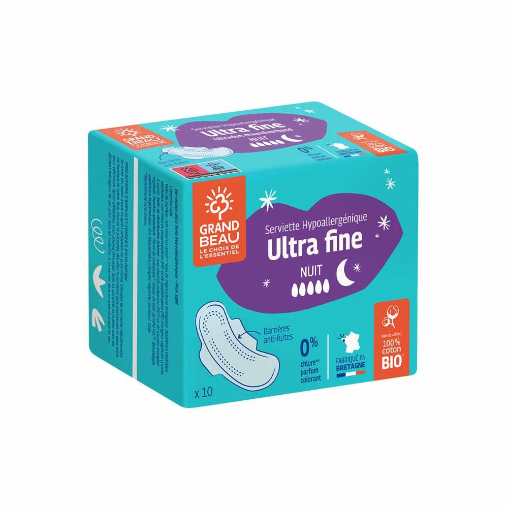 Grand beau Serviette Hypoallergénique Nuit x10