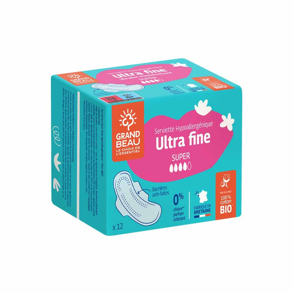 Grand beau Serviette Hypoallergénique Ultra Fine Super x12