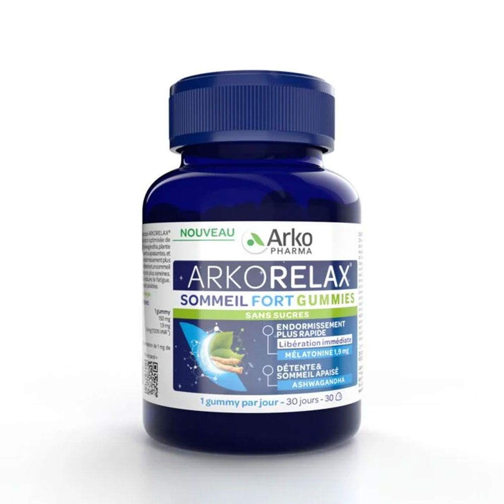 Arkopharma Arkorelax Sommeil Fort Ashwagandha Mélatonine 1.9mg 30 Gummies sans sucre