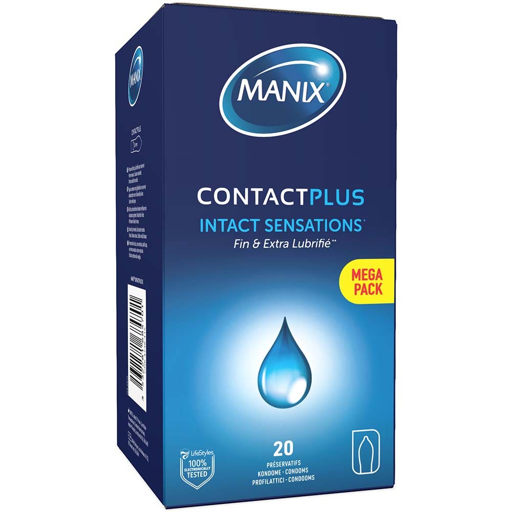 Manix Contact Plus Préservatifs Finesse et Extra Lubrification 20 unités