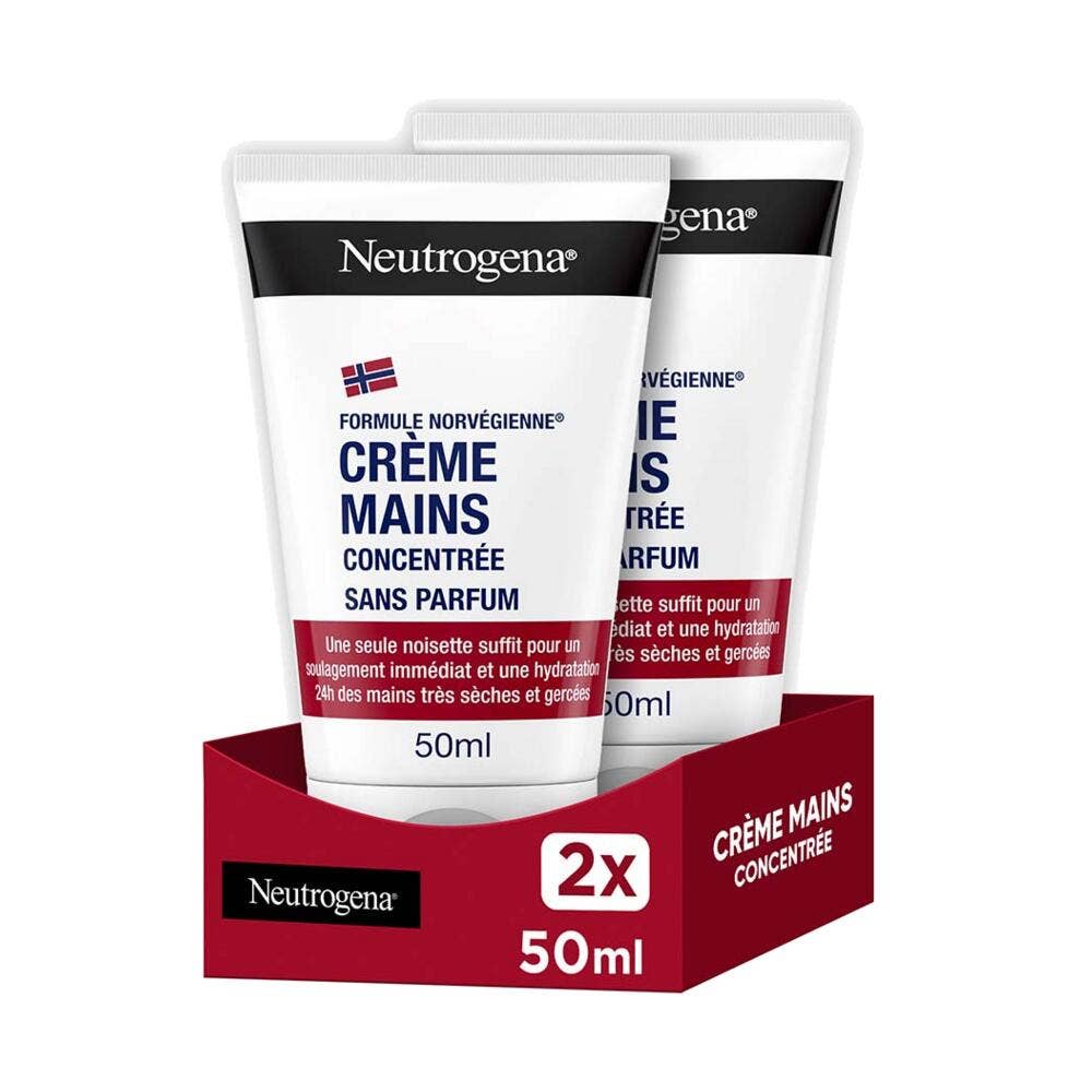 Neutrogena Crème Mains Hydratante Concentrée Peaux très sèches 2x50ml