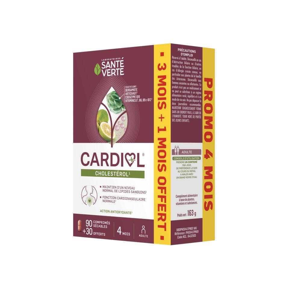 Sante Verte Cardiol Cholestérol 90 + 30 comprimés