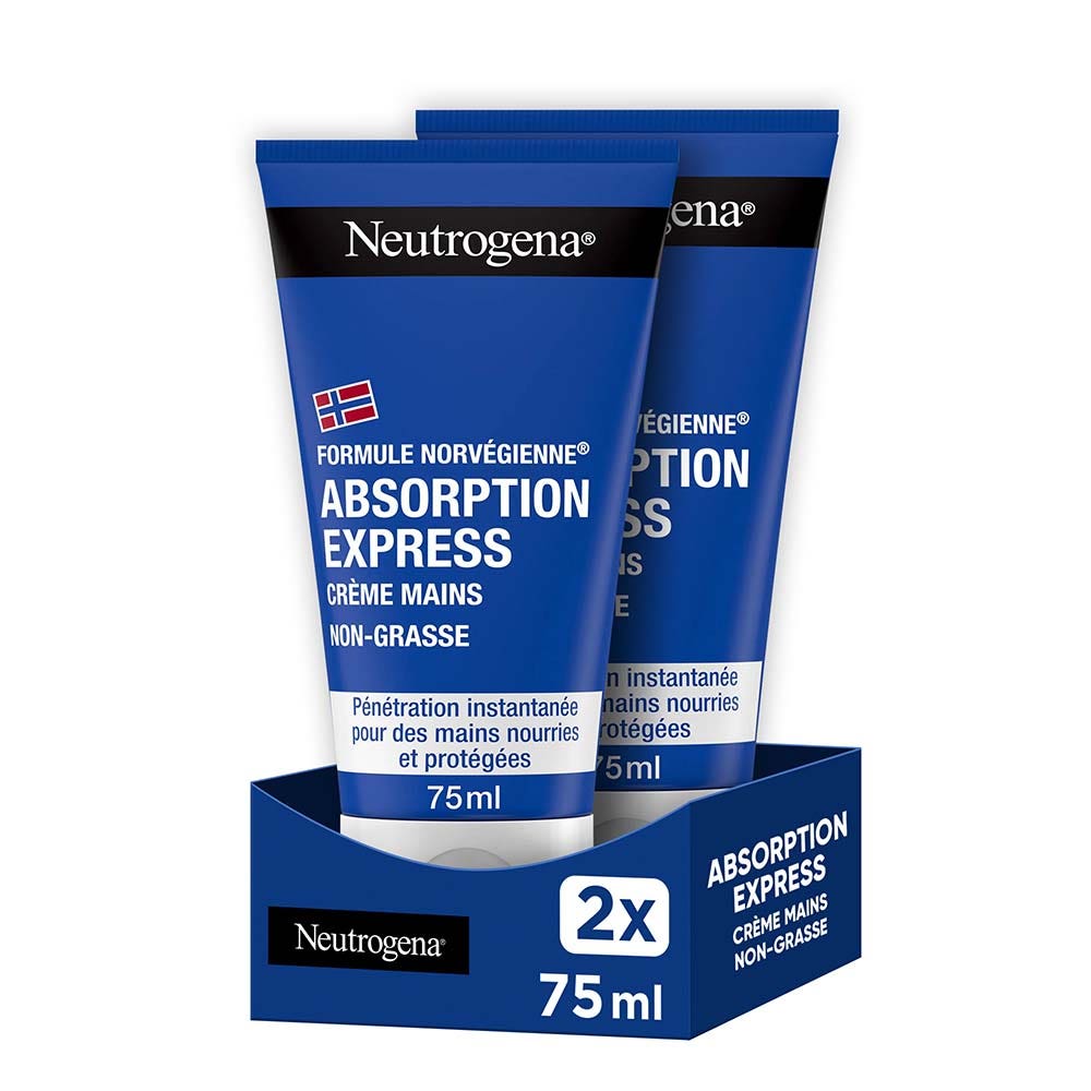 Neutrogena Absorption Express Crème Mains Hydratante Peaux Sèches 2x75ml