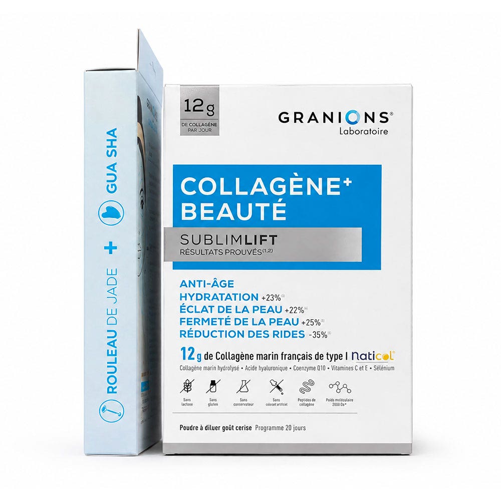 Granions Coffret Collagène+ Beauté Sublimlift cerise + Gua sha