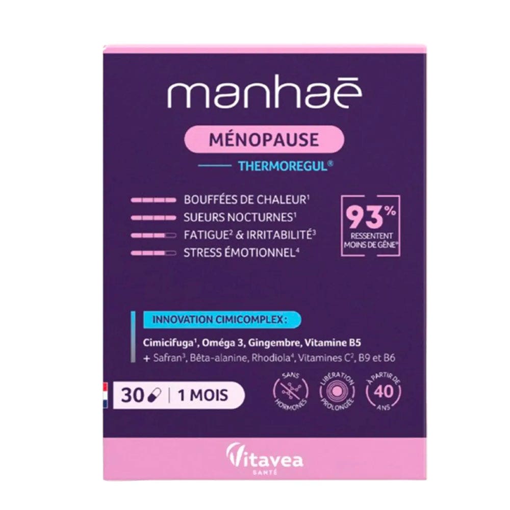 Manhaé Ménopause Thermoregul Bouffées de Chaleur Stress & Vitalité 60 gélules