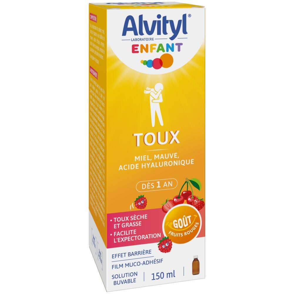 Alvityl Enfant Sirop Toux Sèche et Grasses Goût Fruits Rouges 150ml