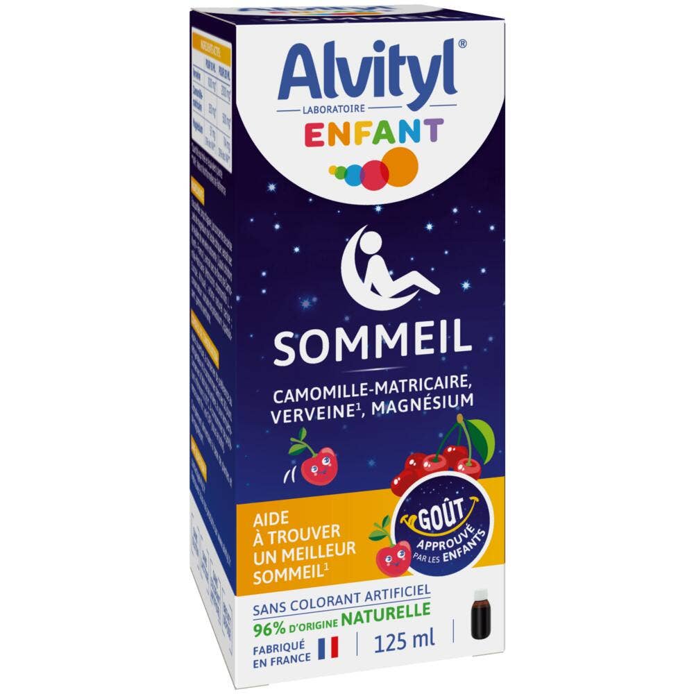 Alvityl Enfant Sommeil Camomille Matricaire Verveine Magnésium Goût Cerise 125ml