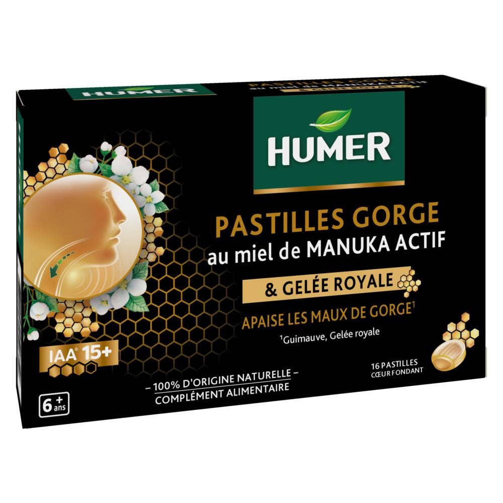 Humer Pastilles Gorge au Miel de Manuka Actif Gelée royale 16 pastilles