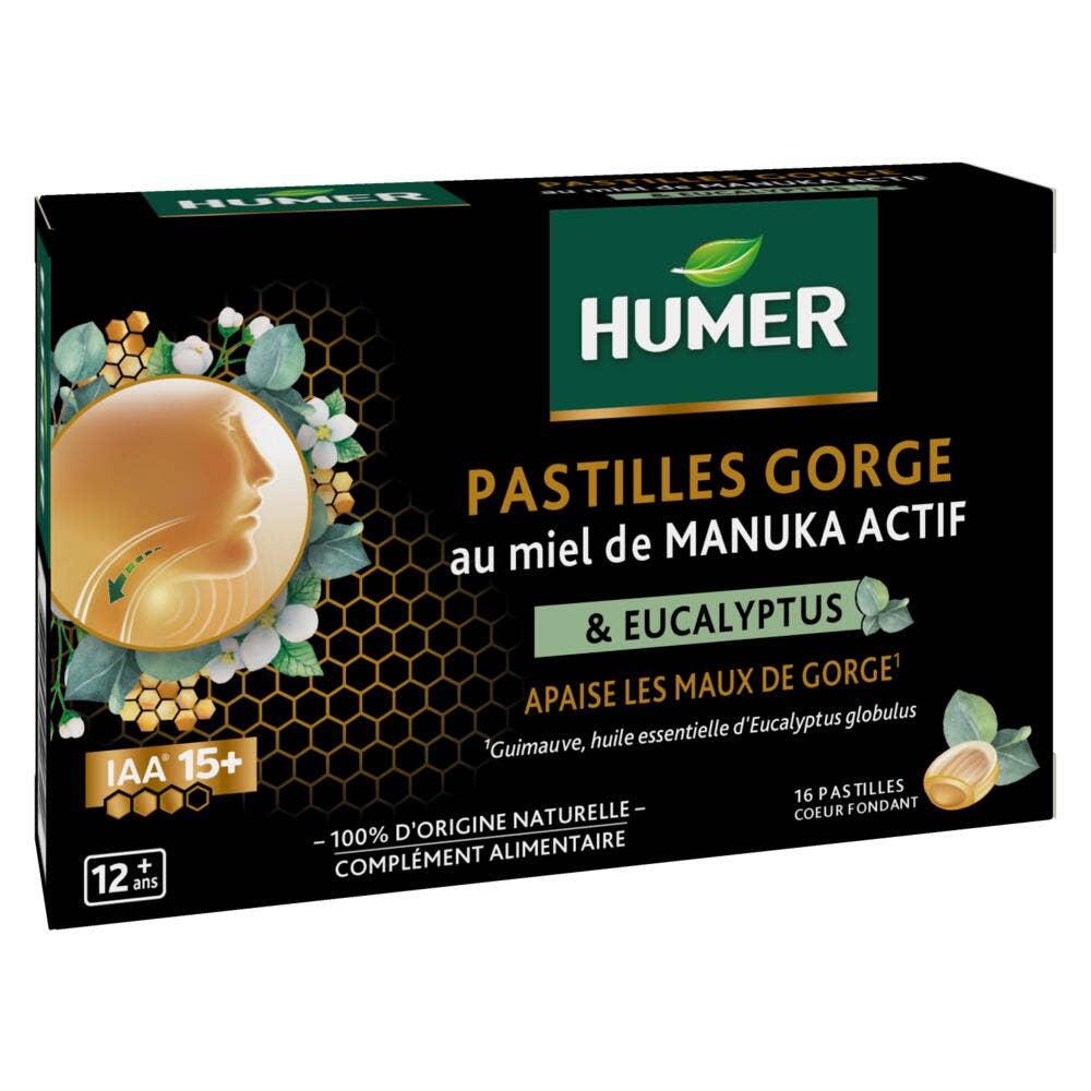 Humer Pastilles Gorge au Miel de Manuka Actif 16 pastilles