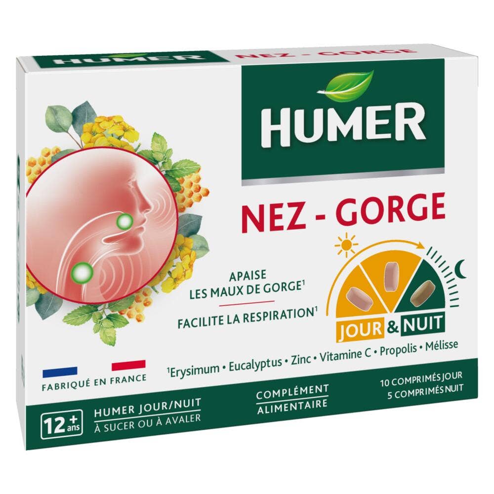 Humer Nez Gorge Jour Nuit 15 comprimés