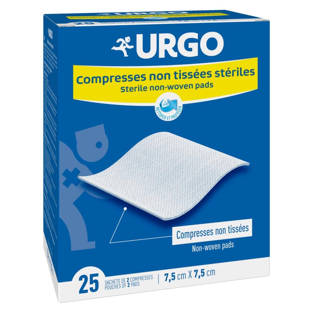 Urgo Compresses Stériles Non Tissées 7,5cm x 7,5cm x25