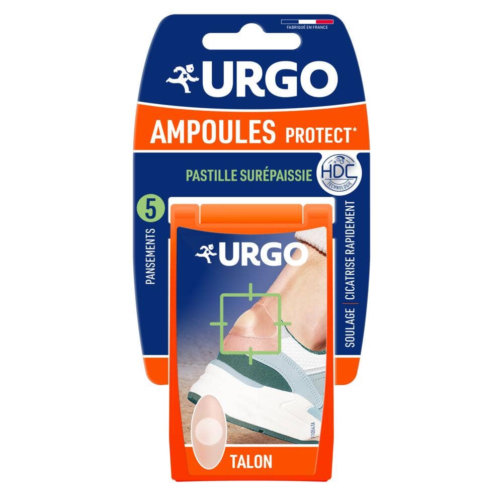 Urgo Ampoules Protect Pastilles surépaissie Talon 7.2x4.3cm x5