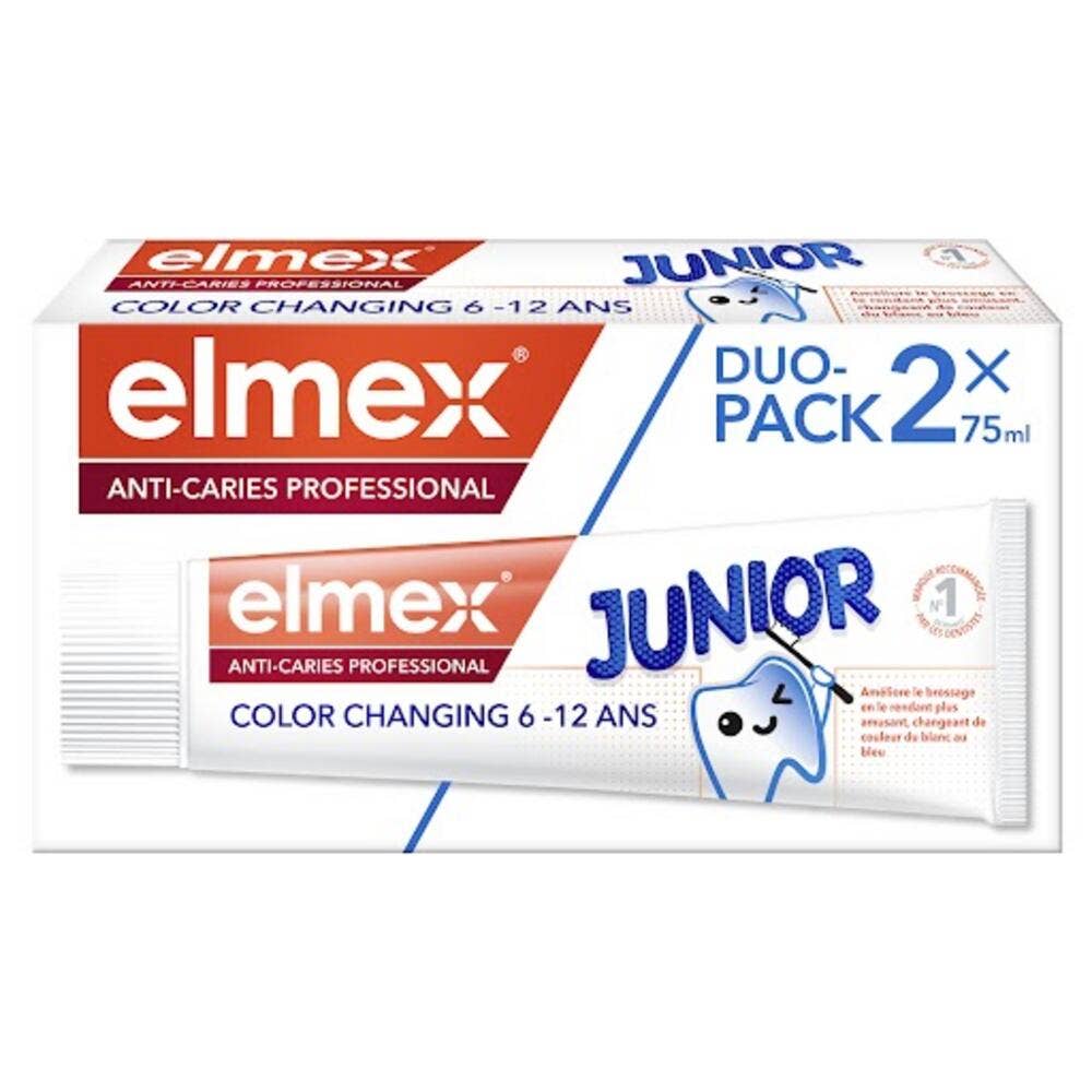 Elmex Dentifrice Color Changing Anti Caries 6-12ans 2x75ml