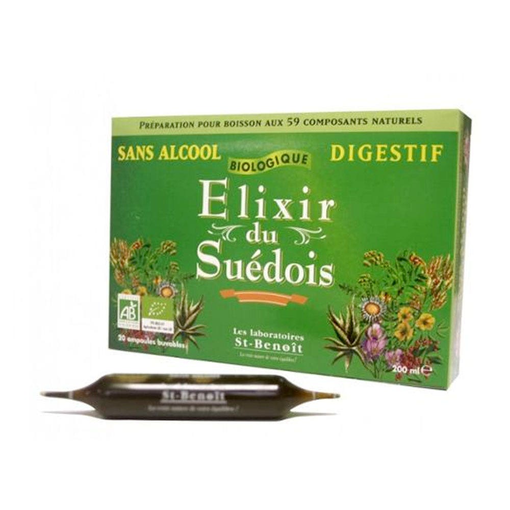 Saint Benoit Le Grand Elixir Du Suedois Digestif Bio Sans Alcool 20 Ampoules Buvables