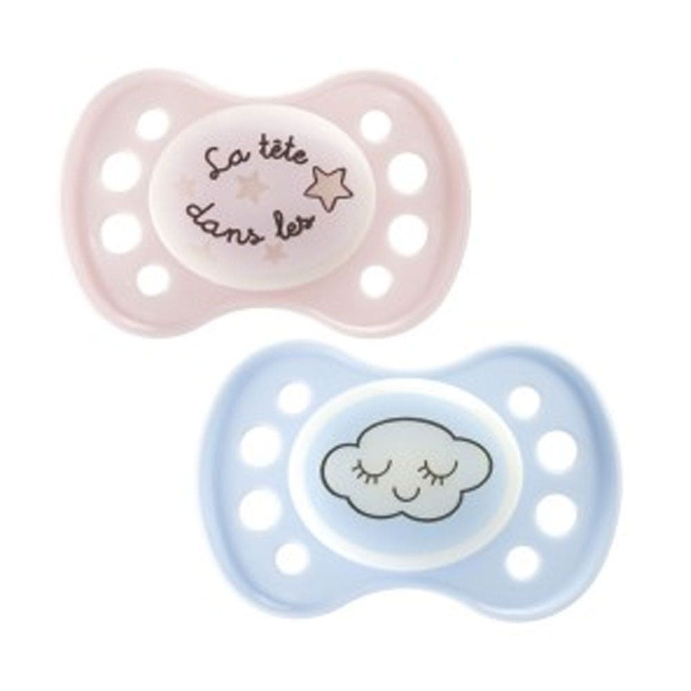 Dodie Gaia Sucettes Rondes Anatomiques Nuit 0 à 6 Mois x2