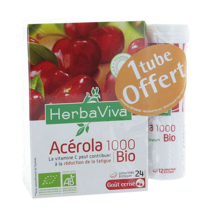 Herbaviva Acerola 1000 Bio 24 Comprimes + 12