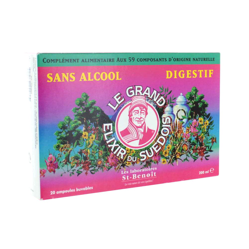Saint Benoit Elixir Du Suedois Digestion 20 Ampoules Sans Alcool 200ml