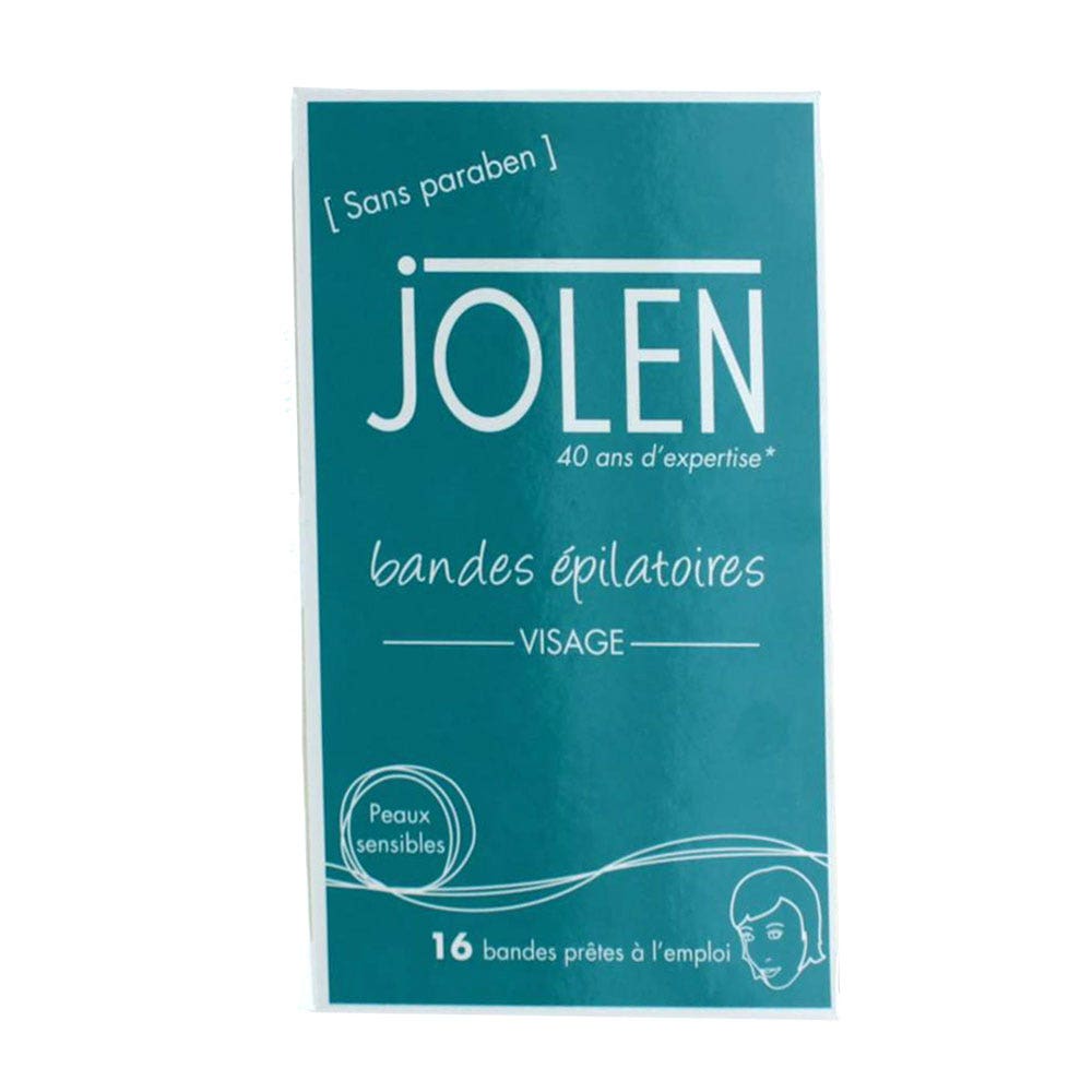 Jolen Bandes Epilatoires Visage Peaux Sensibles Boite De 16 Bandes