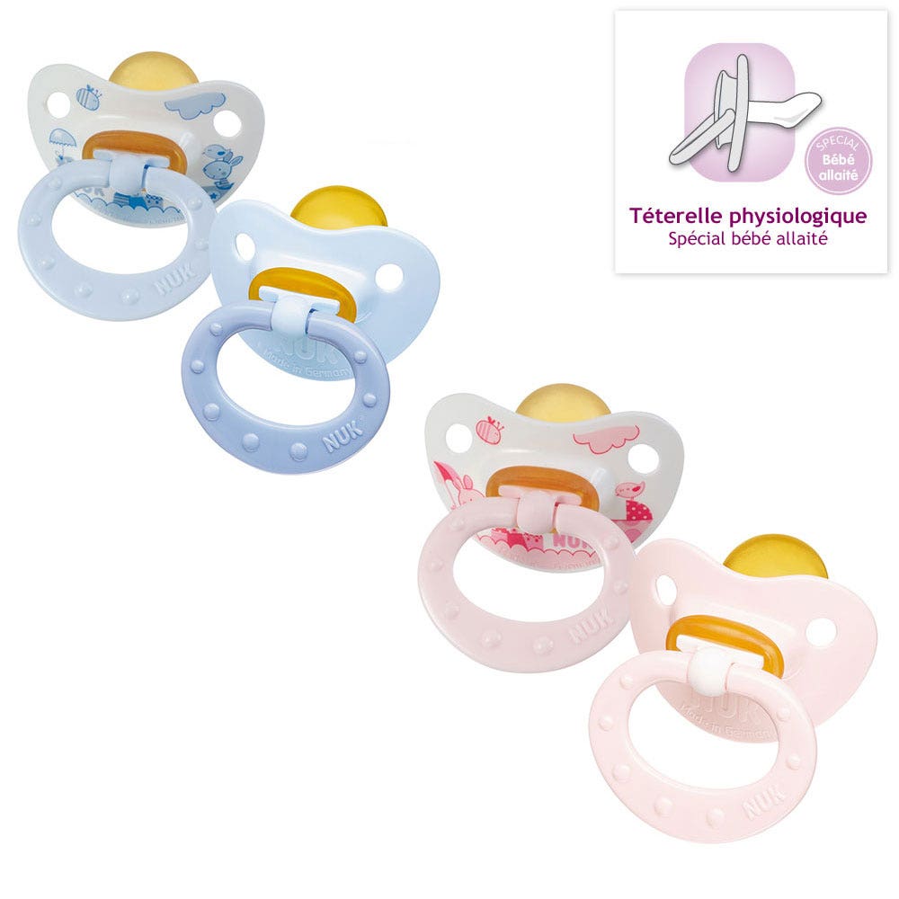 Nuk 2 Sucettes Physiologiques En Caoutchouc Collection Rose And Blue 6-18 Mois