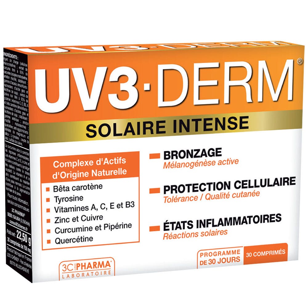 3C Pharma Uv3 Derm Solaire Intense 30 Comprimes