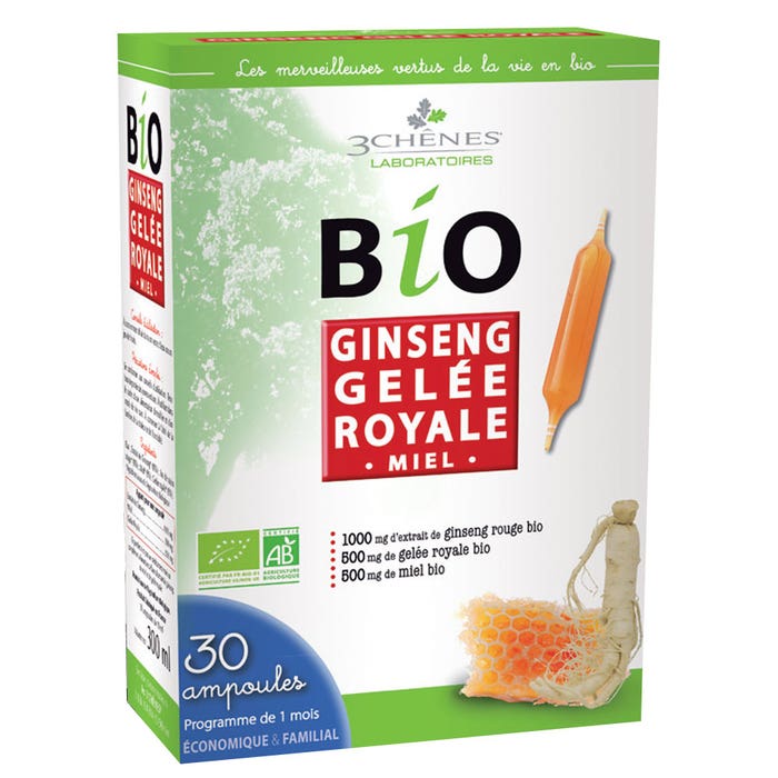 3 Chênes Bio Ginseng Gelee Royale 30 Ampoules