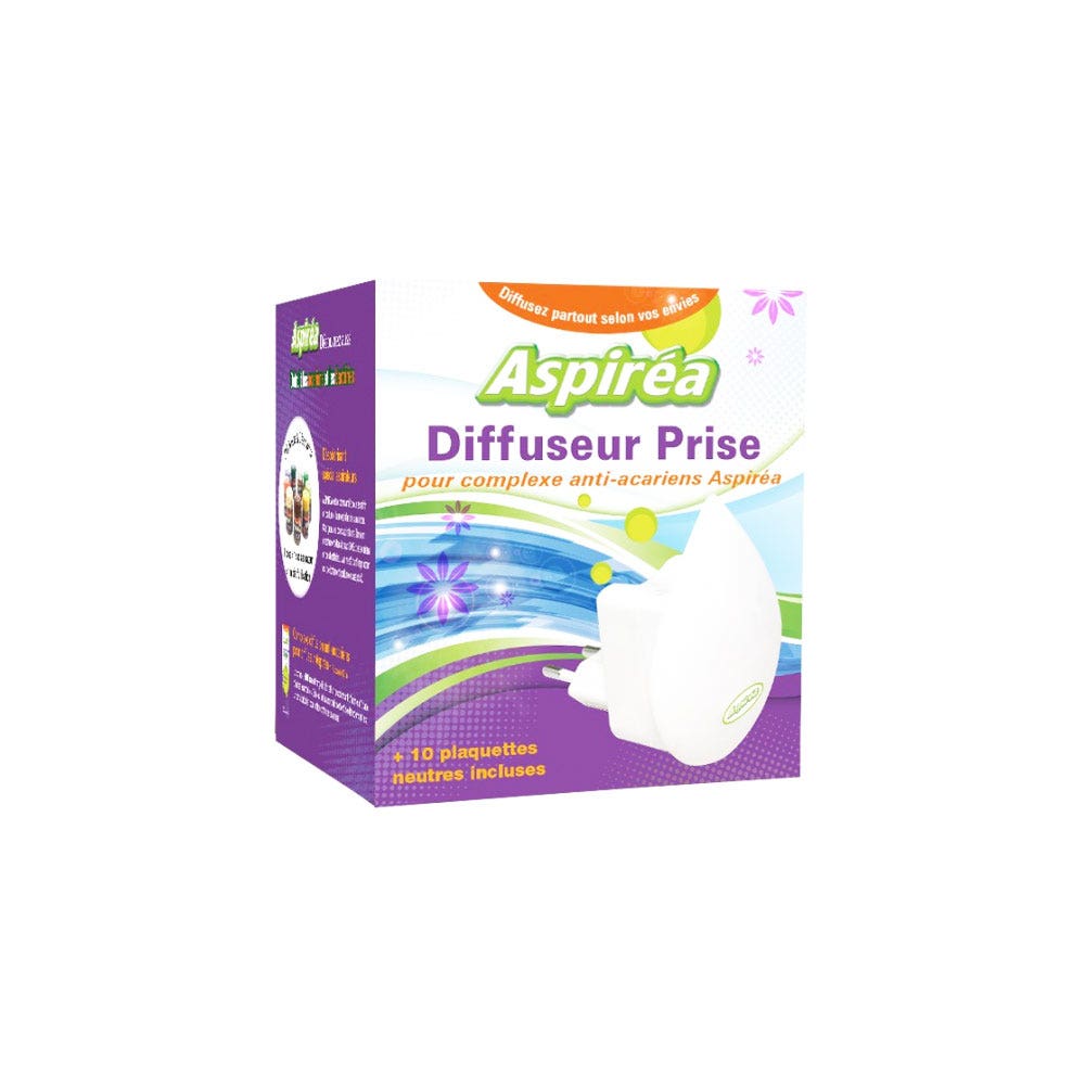 Aspirea Diffuseur Prise Anti-acariens + 10 Plaquettes Neutres Incluses