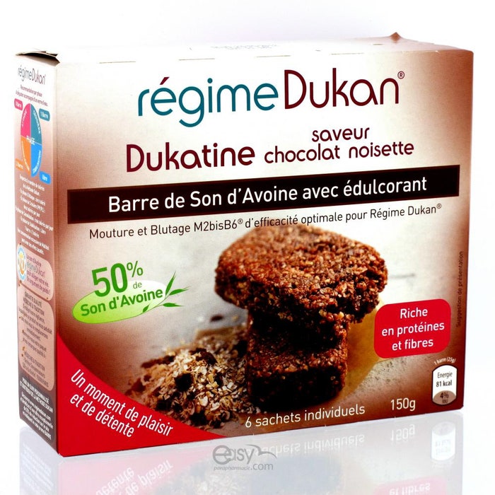 Dukan Regime Dukatine Chocolat Noisette 6 Barres De 25g