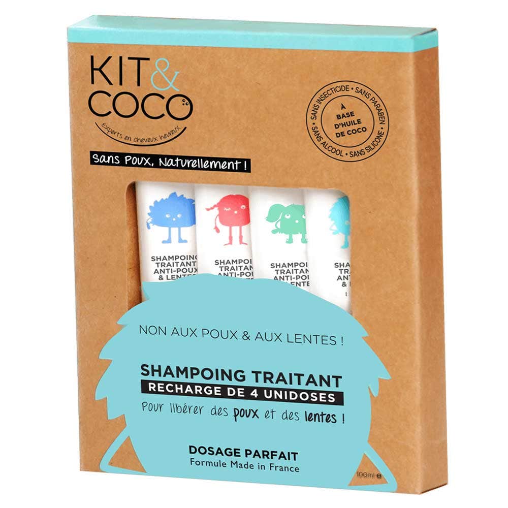 Kit&Coco Kit & Coco Shampooing Traitant Anti Poux Et Lentes Recharge De 4 Unidoses De 25ml
