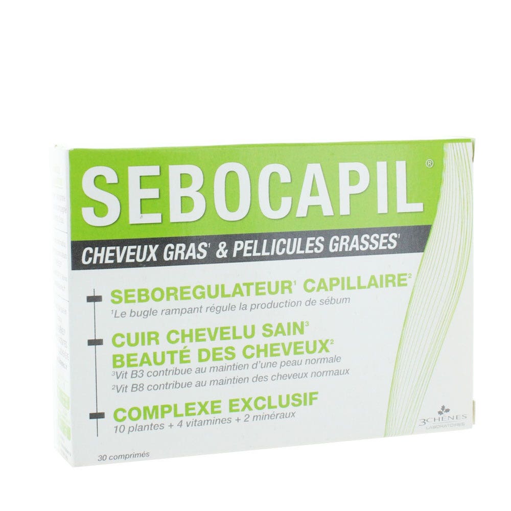 3 Chênes Sebocapil Cheveux Gras Et Pellicules Grasses 30 Comprimes