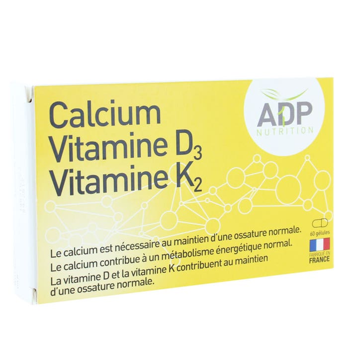 Adp Laboratoire Adp Calcium Vitamine D3 Et Vitamine K2 60 Gelules