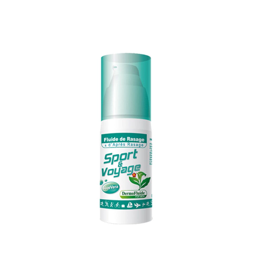 Dermo Fluide FLUIDE DE RASAGE ET APRES-RASAGE SPORT ET VOYAGE A L'ALOE VERA PEAUX SENSIBLES 30ml