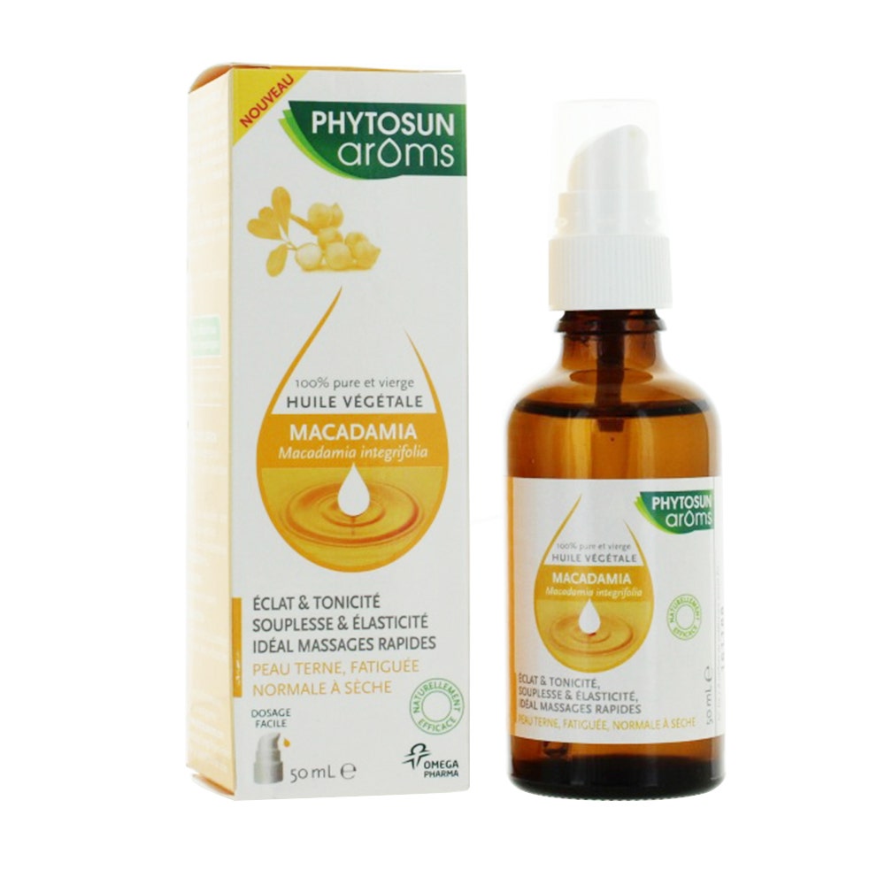 Huile Vegetale de macadamia 50ml Peaux Ternes Fatiguees Normales A Seches Phytosun Aroms