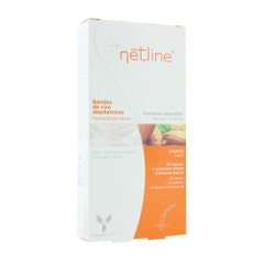 Netline 20 Bandes De Cire Depilatoire Visage + 4 Sachets D'huile D'amande Douce