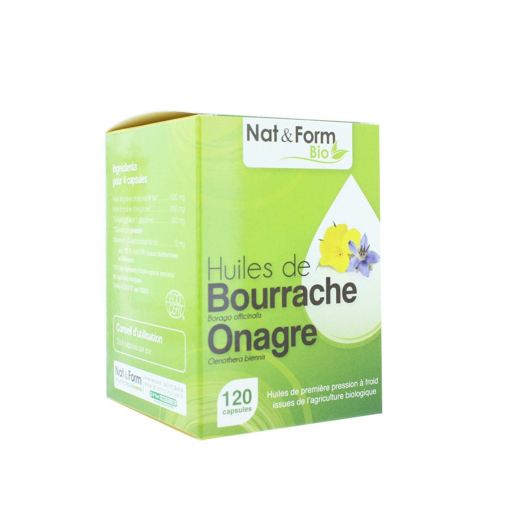 Nat&Form ONAGRE ET BOURRACHE BIO 120 capsules