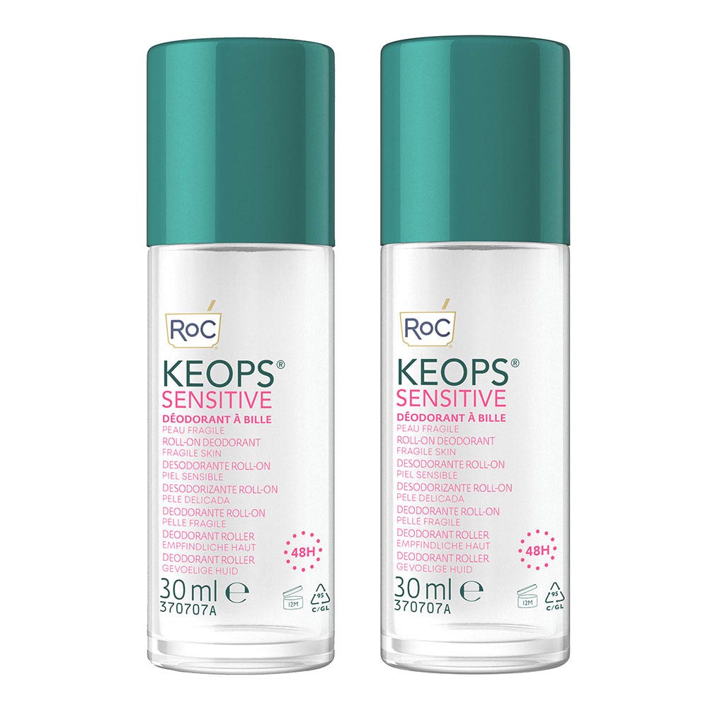 Déodorant à bille 2x30ml Keops peau fragile Roc