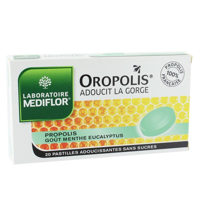 Oropolis Propolis 20 pastilles Gout Menthe Eucalyptus Mediflor