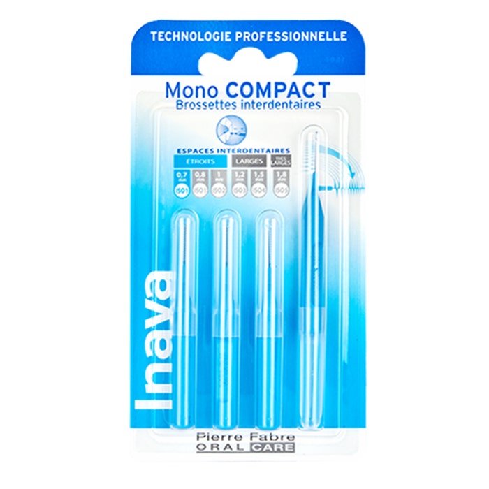 Brossettes Interdentaires Mono Compact Bleu 0.7mm X4 Inava