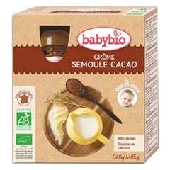 Babybio Gourde Dessert Lacte Creme De Semoule Cacao Bio Des 8 Mois 4x85g