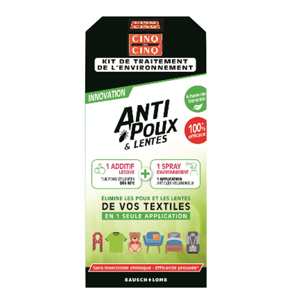 Cinq Sur Cinq Kit De Traitement De L'environnement Anti-poux & Lentes