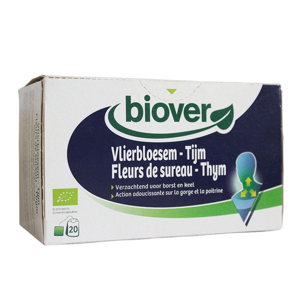 Biover Infusion Fleurs De Sureau - Thym Bio 20 Sachets - Easypara