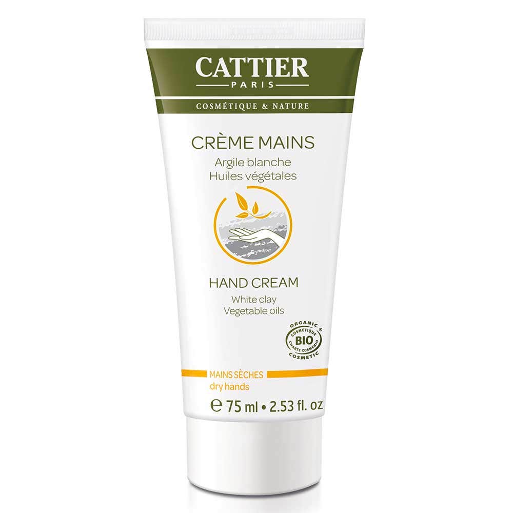 Cattier Argile Creme Mains Seches Blanche Bio 75ml