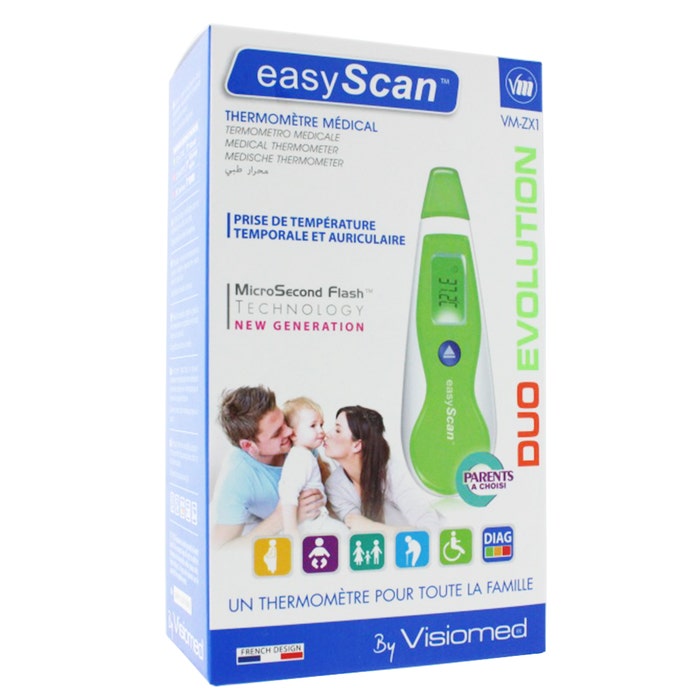Easyscan Vm-zx1 Duo Evolution Thermometre Temporale Et Auriculaire Visiomed