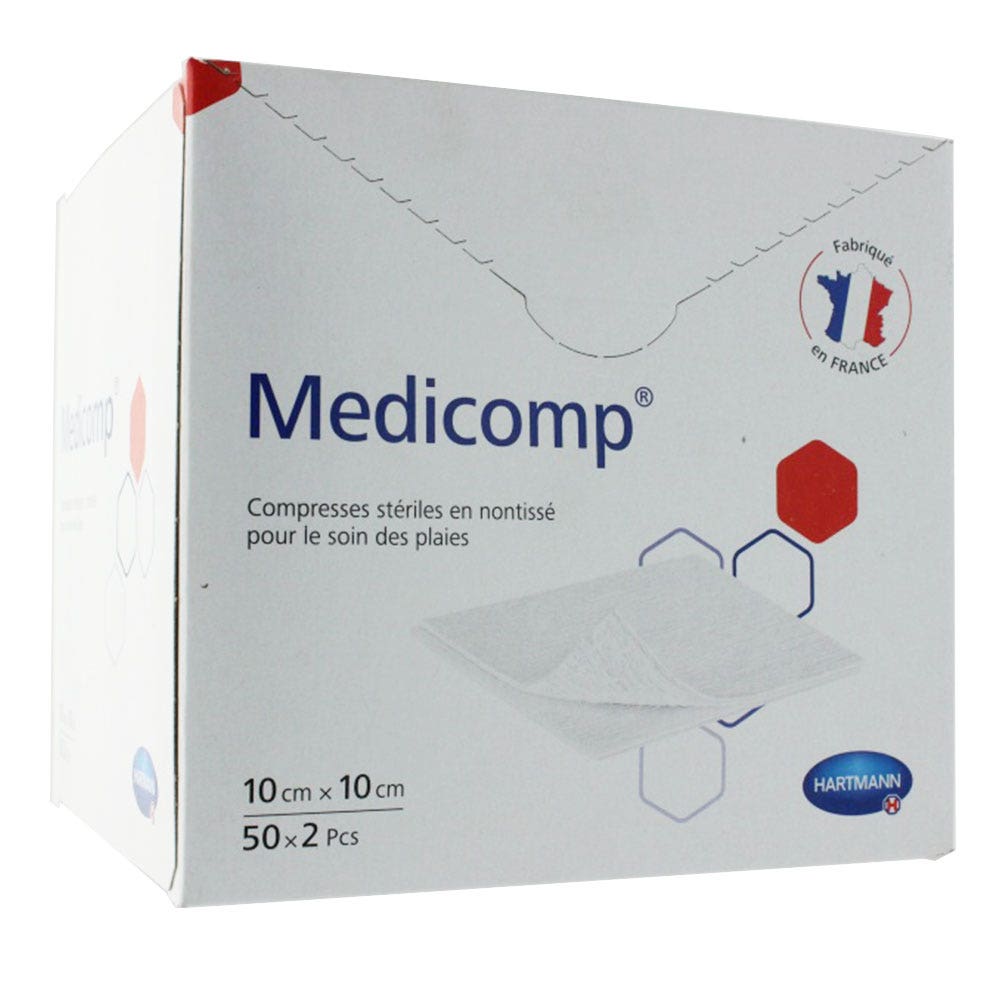 Hartmann Medicomp Compresses Steriles Non Tissees 10cmx10cm 50x2