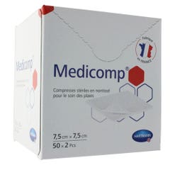 Hartmann Medicomp Compresses Sterile Non Tissees 7.5x7.5cm 50 Sachets De 2