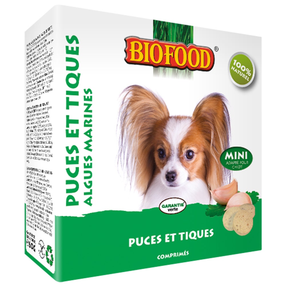 Biofood BF Petfood A l'Ail Répulsif Chien Peau et pelage Mini Chien Algues marines 100 comprimés