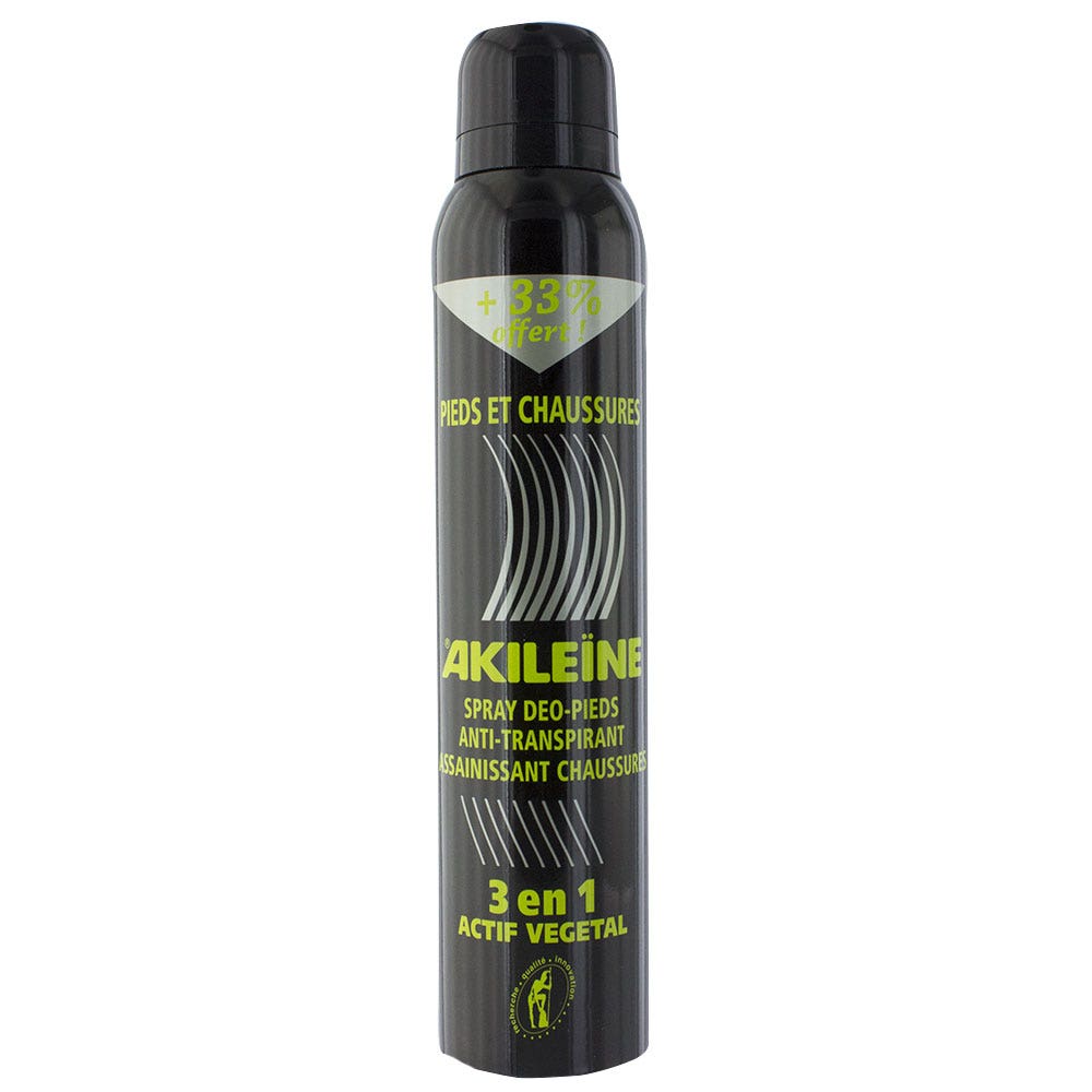 Asepta Akileine Spray Noir Deodorant Pieds Anti Transpirant Dont 33% Offert 150ml