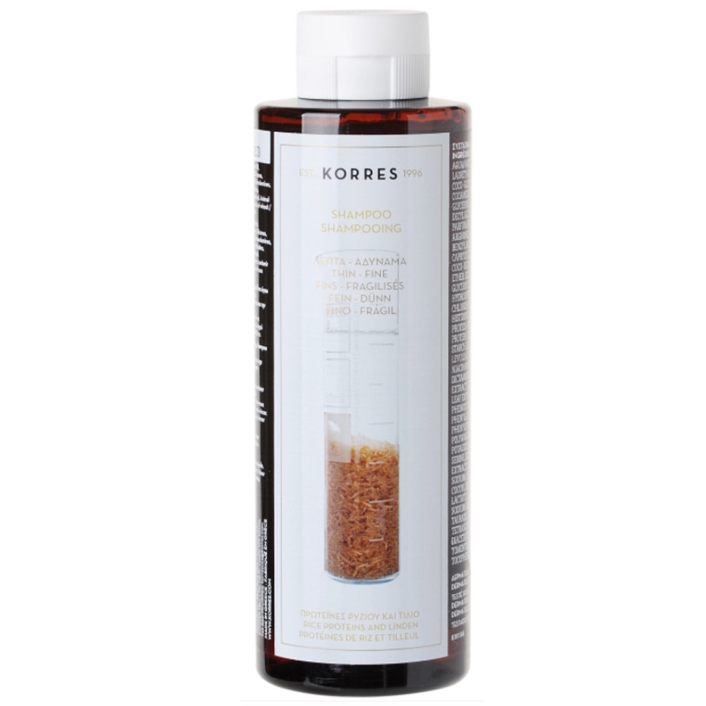 Korres Shampooing Cheveux Fins Sans Volume Proteines De Riz Et Tilleul 250ml