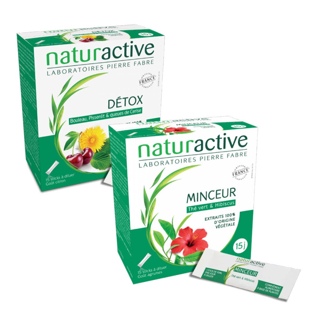 Naturactive Minceur Thé Vert et Hibiscus Goût Agrumes 15 Sticks à Diluer