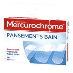 Mercurochrome Pansements Bain 3 Tailles 16 Pansements