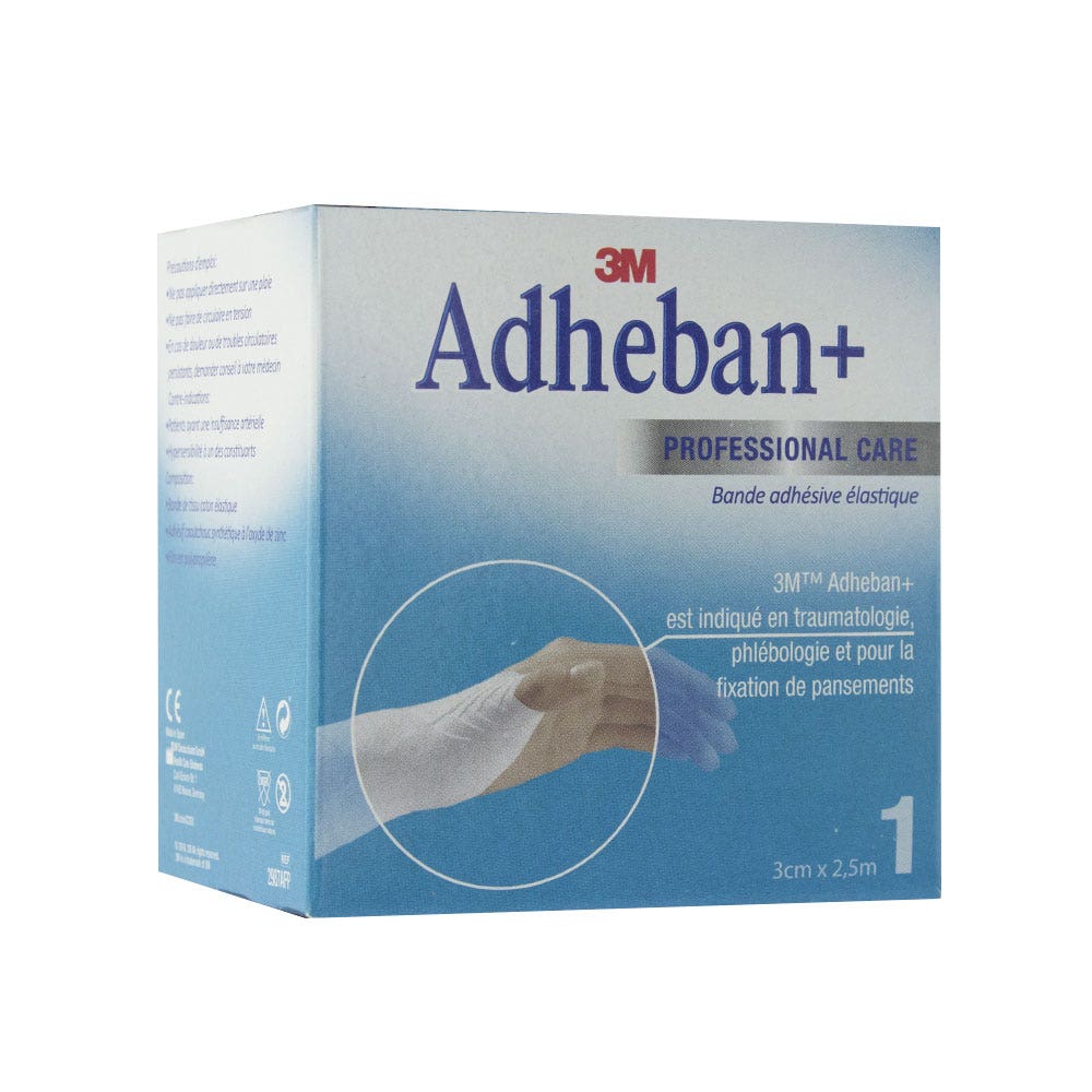3M Adheban Plus Bande Adhesive Elastique 3cmx2.5m